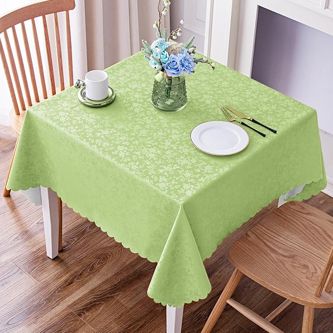 Smiry Square Table Cloth, Waterproof Heavy Duty Vinyl Tablecloths, Wipeable Washable Table Cover for Kitchen and Dining Room (Sage Green, 54" X 54")