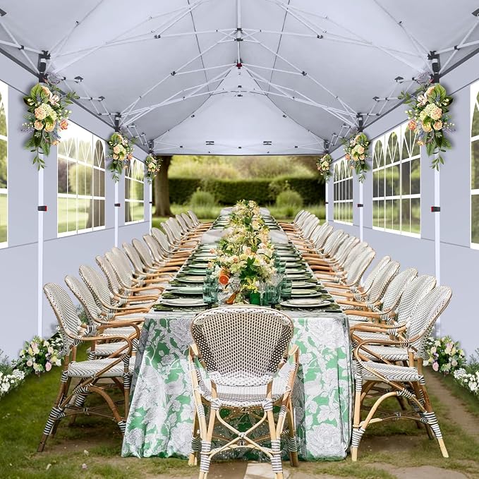 COBIZI 10x30 Pop Up Canopy with 8 Removable Sidewalls Party Tents for Parties Wedding Patio Commercial Waterproof and UV50+ Ez Outdoor Instant Gazebo with Roller Bag & 4 Sandbags（Swan White）