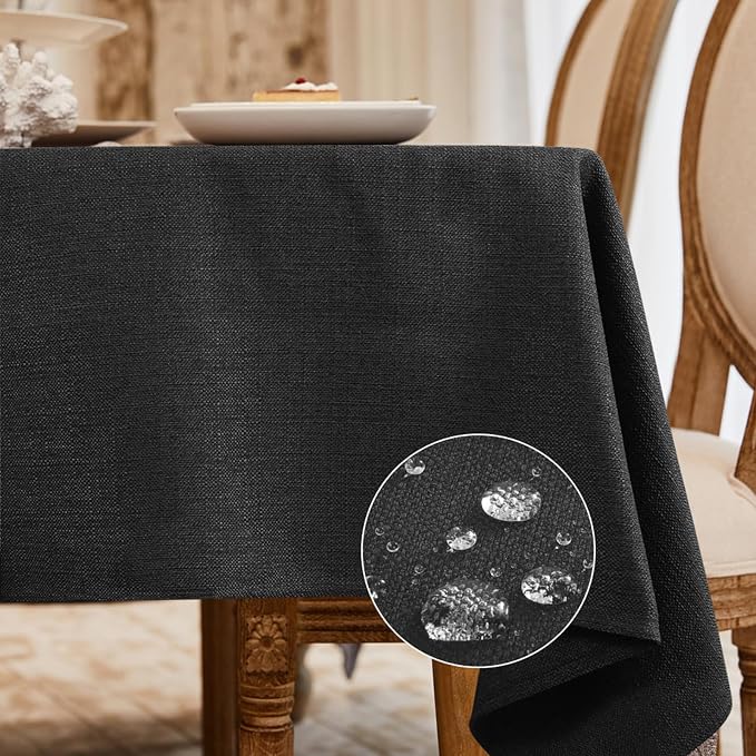 BALCONY & FALCON Rectangle Tablecloth Washable Wrinkle Resistant and Water Proof Table Cloth Decorative Linen Fabric Tablecloths for Dining Parties Kitchen Wedding Outdoor Use(Charcoal Grey, 57x118)