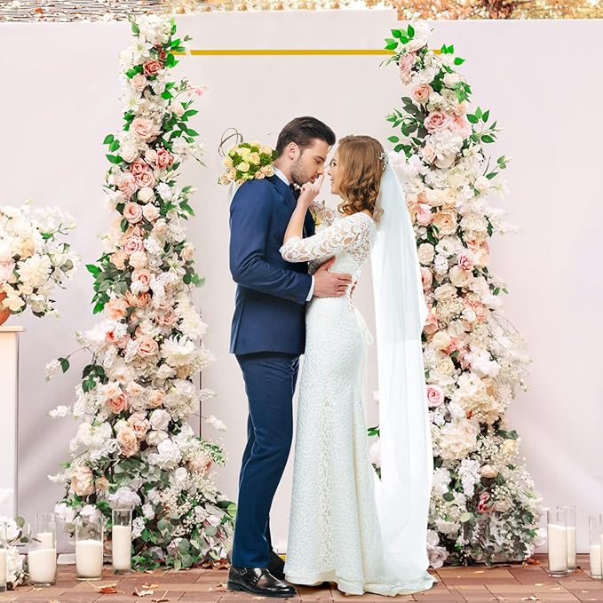 Wokceer Wedding Arch Backdrop Stand 6.6x4 FT Square Wedding Arches for Ceremony Gold Metal Balloon Arch Frame for Wedding Birthday Party Garden Arbor Anniversary Event Christmas Decor