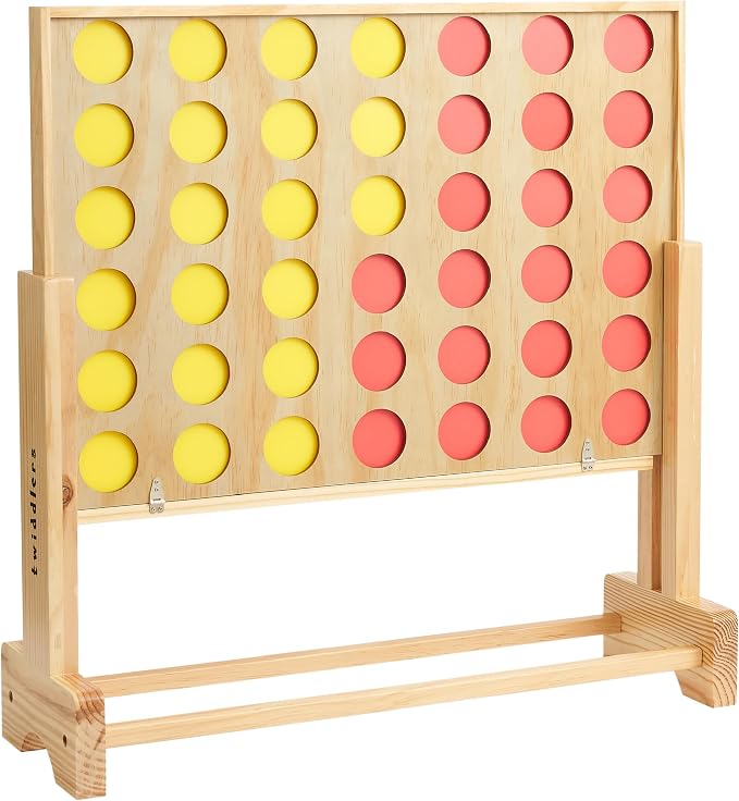 TWIDDLERS - Wooden Giant 4 in a Row Game Outdoor Indoor in 3 Height Levels (All Weather) with Carrying Bag, Life Size Four in a Row Wedding Yard Games for Kids Adults Family, Jumbo Connect Board Game