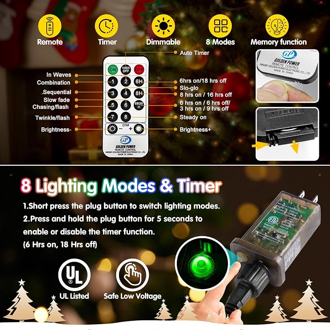 KNONEW 100FT 300 LED Outdoor Fairy Lights Plug in, Christmas Fairy Lights Outdoor Waterproof 8 Modes Memory Times for Wedding Bedroom Walls Garden Trees Decoration(Multicolor)