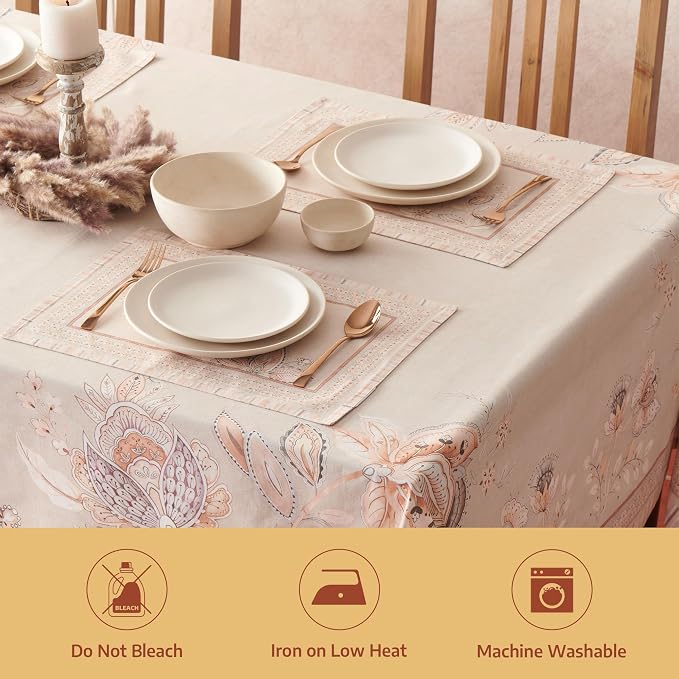 Maison d' Hermine Premium Table Cloth Rectangle Table 100% Combed Cotton 108 x 70 Inches Tablecloth Reusable Decorative for Dining Room, Farmhouse, Home, Party, Festive & Wedding - Society Florals