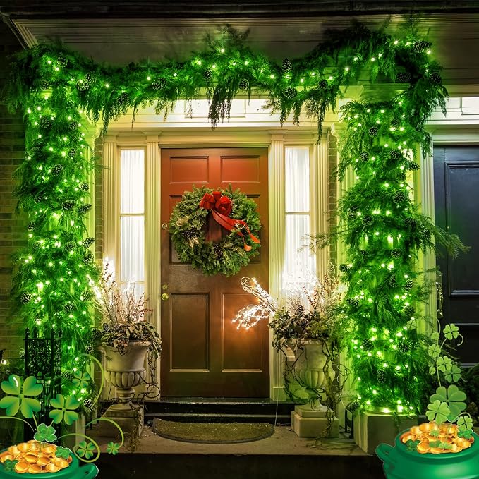 300 Led Green Outdoor String Lights Waterproof St. Patrick's Day Decorations, 108 Ft Led Twinkle Lights for Bedroom, 8 Modes Plug in Fairy Lights for Christmas Room Decor