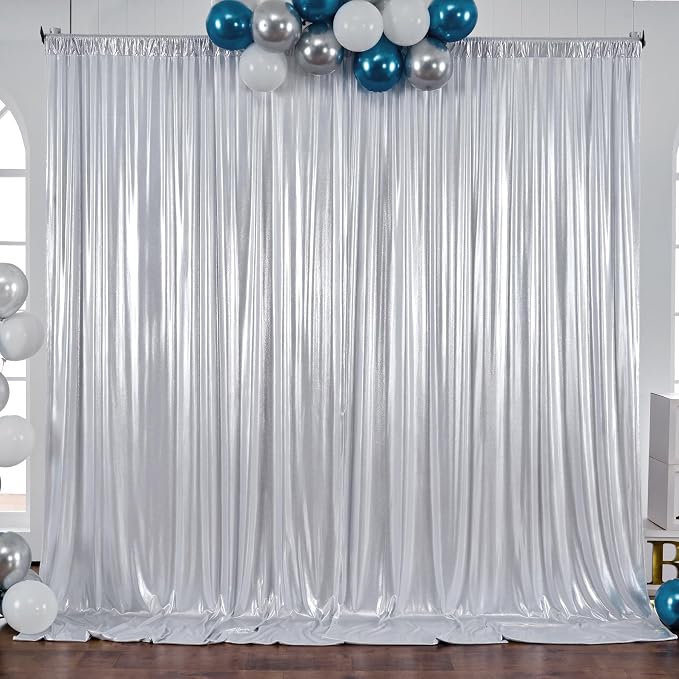 10×10FT Silver Sequin Backdrop Curtains Wedding Backdrop Drapes Wrinkle-Free Thick Glitter Photo Background Fabric for Birthday Graduations Friendgiving Christmas Party Photography Stage Decor