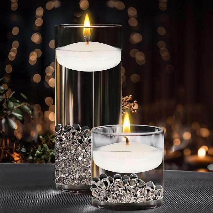 Mega Candles 12 pcs Unscented Off White Floating Candles, Hand Poured Wax Candle 3 Inch Diameter, Home Décor, Wedding Receptions, Centerpieces, Occasions, Events, Festivities, Meditations, Spas