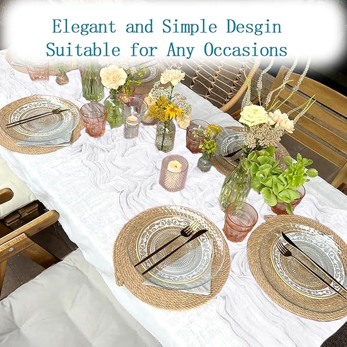 16 Pack White Cheesecloth Table Runner 20 x 120 inch Gauze Table Runners 10 FT Long,Semi Sheer Boho Cheese Cloth Fabric Table Runner Bulk for Wedding,Party,Baby Shower,Bridal Shower Decoration
