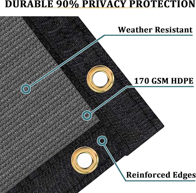 Shade&Beyond 8'x30' Dark Grey Privacy Screen Fence Cover 170 GSM Fencing Mesh Fence Panel for Wall Garden Yard Backyard Indoor Outdoor Home Decoration