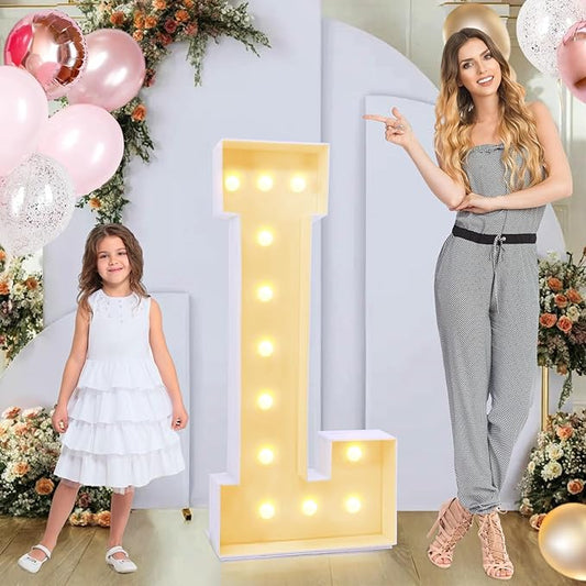 4ft Marquee for Letters L, Large Light up Letters, Will You Marry Me Sign Letters 4 Feet Tall for Party Decorations, Letter Balloons, Wedding Decor, Proposal Decorations (Letters L)