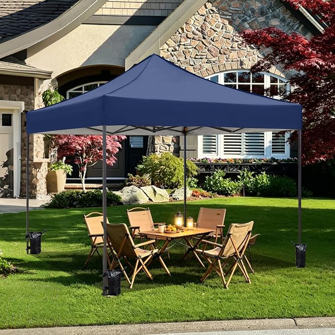 10x10 Heavy Duty Canopy Pop Up Commercial Canopy Tent, Vendor Tent with 400D Oxford Fabric for Camping Outdoor Events Parties Weddings, UPF 50+ Waterproof (Navy Blue)