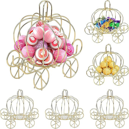 Carriage Centerpieces for Tables,6Pcs Candy Cart with Wheels for Princess Cinderella Pumpkin Carriage Party Decorations