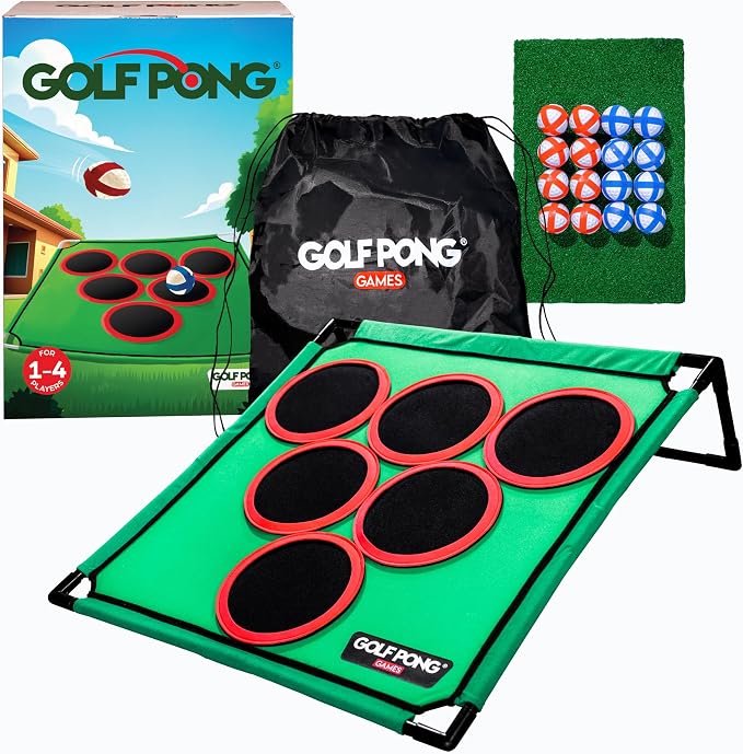 Golf Pong Game Set, Jumbo Backyard Lawn Game, Portable Indoor-Outdoor Chipping Golf Gift for Men, Women & Family Original
