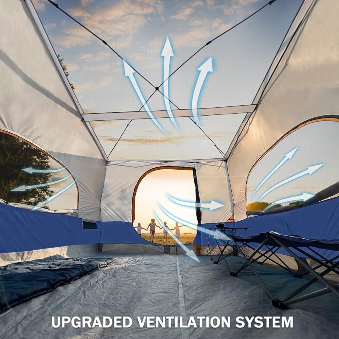 KAMPKEEPER Camping Inner Tent for Pop Up Canopy, Converts 10'x10' Straight Leg Canopy into Camping Tent–Fully Vented Roof(Top & Frame NOT Included) (Navy Blue, Classic)