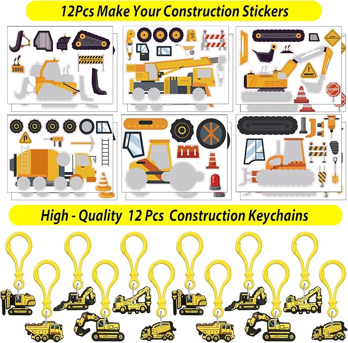 PLOUGVI 232PCS Construction Birthday Party Supplies Decorations Favors, Construction Theme Toys for Goodie Bag Stuffer, Pinata Filler Gifts