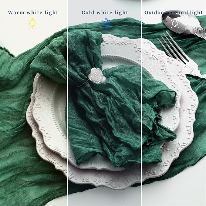 60 Pack Emerald Green Cheesecloth Napkins Washable 21x21 Inches Emerald Green Cloth Napkins for Wedding Set of 60 Dinner Table Napkins Bridal Baby Shower Rustic Boho Cotton Gauze Party Table Decor