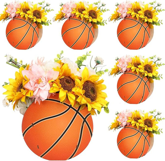 Cinnvoice 6 Pcs Wooden Centerpieces for Tables Baby Shower Decorations Tabletop Boxes Party Favor for Birthday Baby Shower Wedding Garden Tea Party(Basketball)