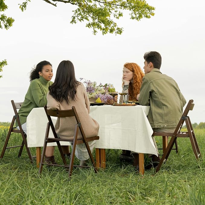 70x120 Table Cloth - 6 Pack Rectangular Black Washable Stain and Wrinkle Resistant Polyester Table Cover for Dining Tables, Various Parties and Camping (Ivory)