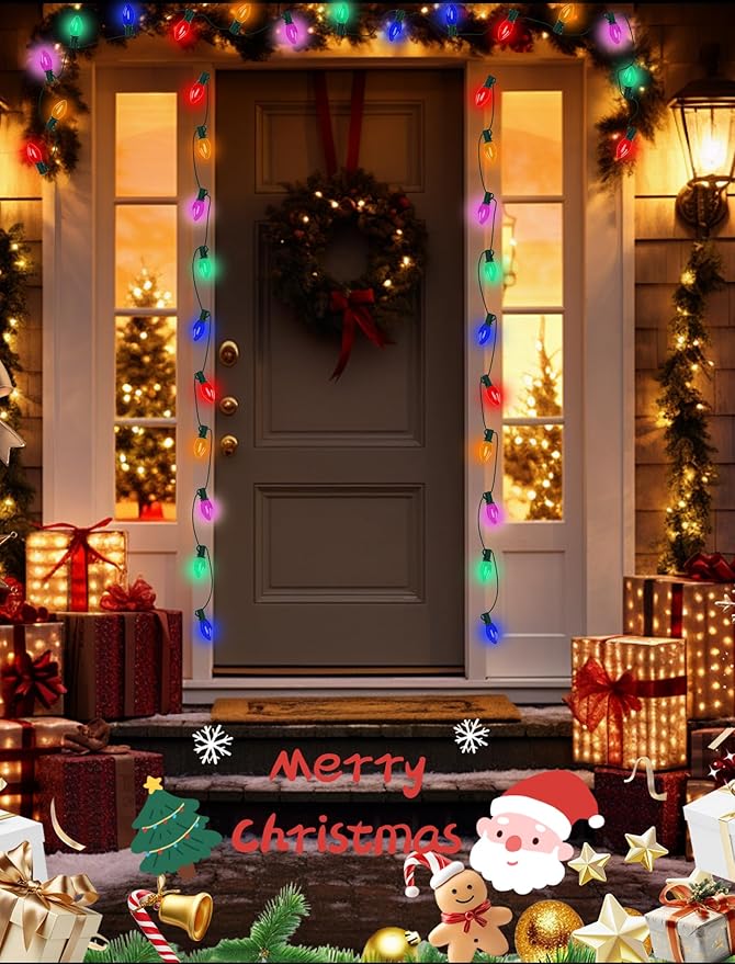 Outdoor C9 Multicolor Christmas Lights, 25Ft Vintage Christmas Lights with 27 LED C9 Bulbs, Extendable Plug in String Lights for Tree Patio Wedding Outdoor Indoor Christmas Decorations