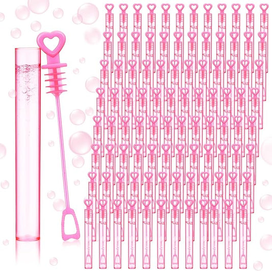 150 Pcs Bubble Wands Bulk for Wedding Party Mini Heart Wand with Bubble Solution for Wedding Bridal Showers Valentine Anniversary Birthday Supplies(Pink,Single Heart)