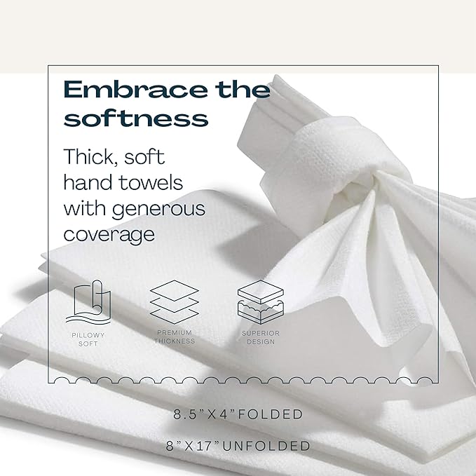 Lintext Disposable Linen-Feel Guest Towels [Pack of 300] - Disposable 8" x 17" Cloth-Like Hand Towels, Made In USA - Soft And Absorbent Paper Napkin For Kitchen, Bathroom, Party, Wedding, Or Event