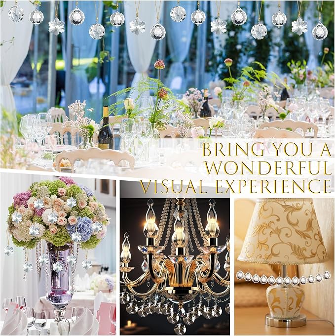 XunYee 36 Pcs Crystal Glass Christmas Balls Ornaments, 1.18" Mini Hanging Crystal Prism Xmas Tree Decorations Pendants for Home Wedding Birthday Party Holiday Decorations(Clear Color,Mixed Styles)