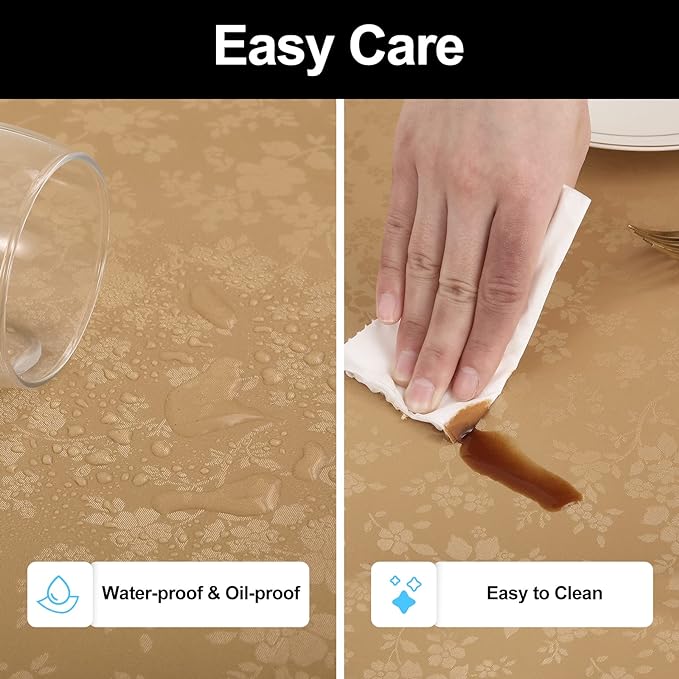Smiry Square Table Cloth, Waterproof Heavy Duty Vinyl Tablecloths, Wipeable Washable Table Cover for Kitchen and Dining Room (Brown, 54" X 54")