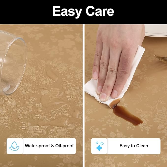 Smiry Rectangle Table Cloth, Waterproof Heavy Duty Vinyl Tablecloths, Wipeable Washable Table Cover for Kitchen and Dining Room (Brown, 54" X 120")