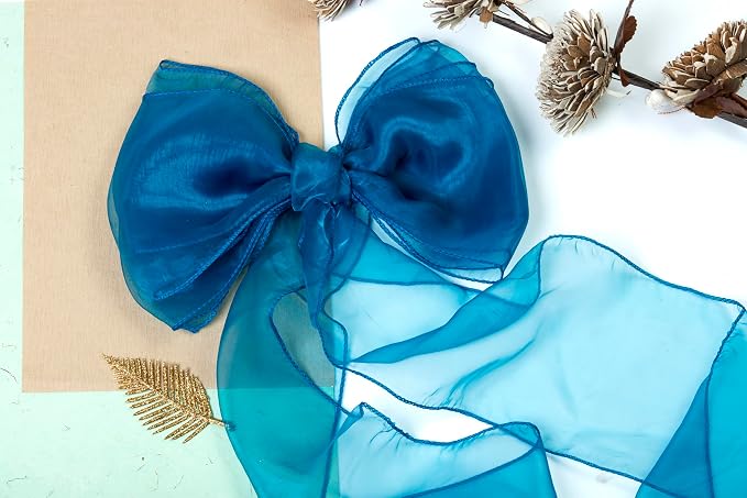 MDS Pack of 250 PCS Organza Chair Sashes Wider Dining Chair Bows Ribbon Tie Back for Wedding Party Birthday Bridal Shower Reception Event Banquet Home Chair Cover Decoration - Dark Teal