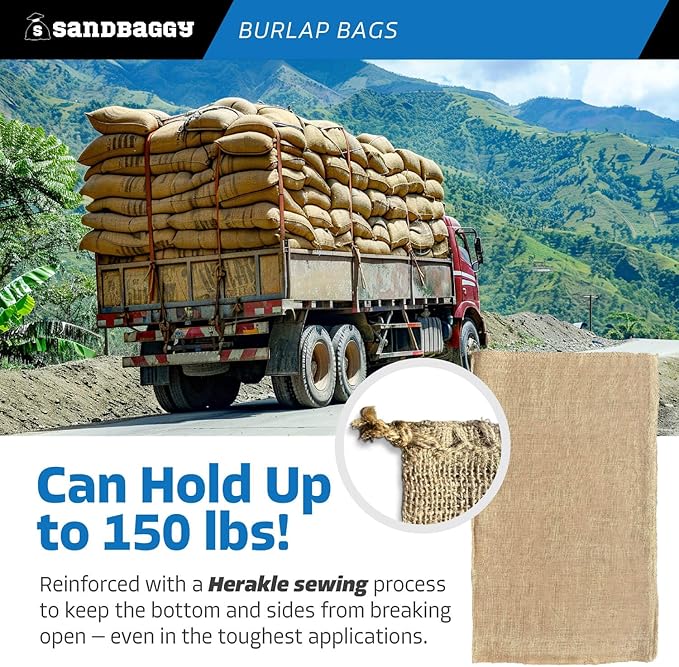 Sandbaggy Burlap Bags Large 24" x 40" - Potato Sack Race Bags for Kids & Adults | Perfect Birthday Party Game | Shrub & Plant Frost Protection - Food Grade (Pack of 100)