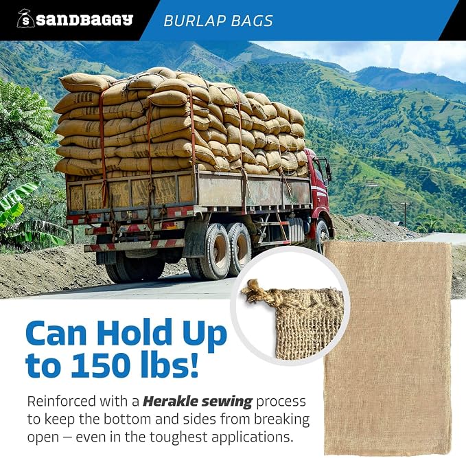 Sandbaggy Burlap Bags Large 24" x 40" - Potato Sack Race Bags for Kids & Adults | Perfect Birthday Party Game | Shrub & Plant Frost Protection - Food Grade (Pack of 8)