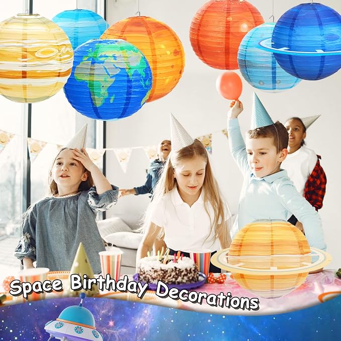 Space Paper Lanterns 8PCS 12 Inch Hanging Planets Lantern Out of This World Space Lanterns Solar System Planet Earth Lanterns for Kids Outer Space Theme Party Supplies Home Decor Birthday Decorations