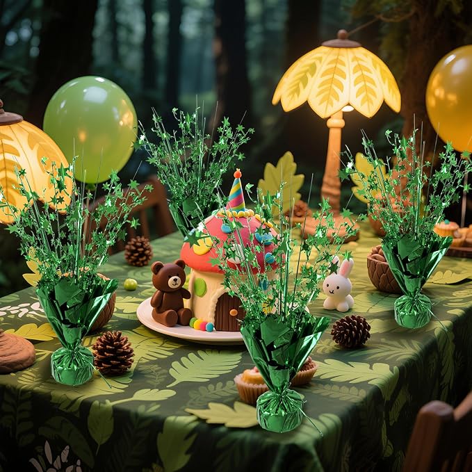 FUBININA 6 Pc St. Patrick's Day Party Decoration Metallic Foil Spray Centerpiece Star Burst Tabletop Decor for Irish St Patty's Day Jungle Animal Birthday Holiday Graduation Hawaiian Green Party Decor