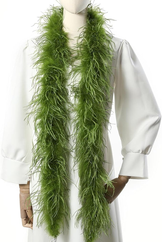 Soarer Green Ostrich Feather Boas – 2yards 3ply Long Boas for Party, DIY Production, Clothing Decoration (Lime Green)