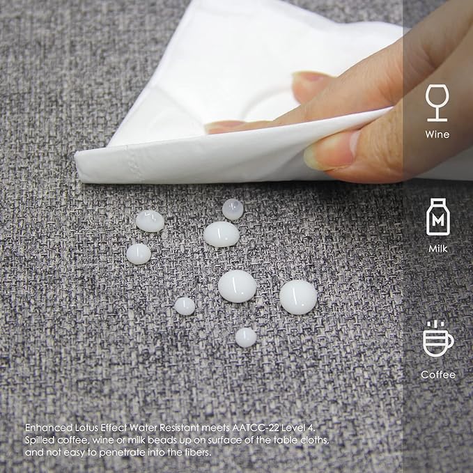 BALCONY & FALCON Round Tablecloth Washable Wrinkle Resistant and Water Proof Table Cloth Decorative Linen Fabric Tablecloths for Dining Parties Kitchen Wedding and Outdoor Use (Gray, 107" Round)