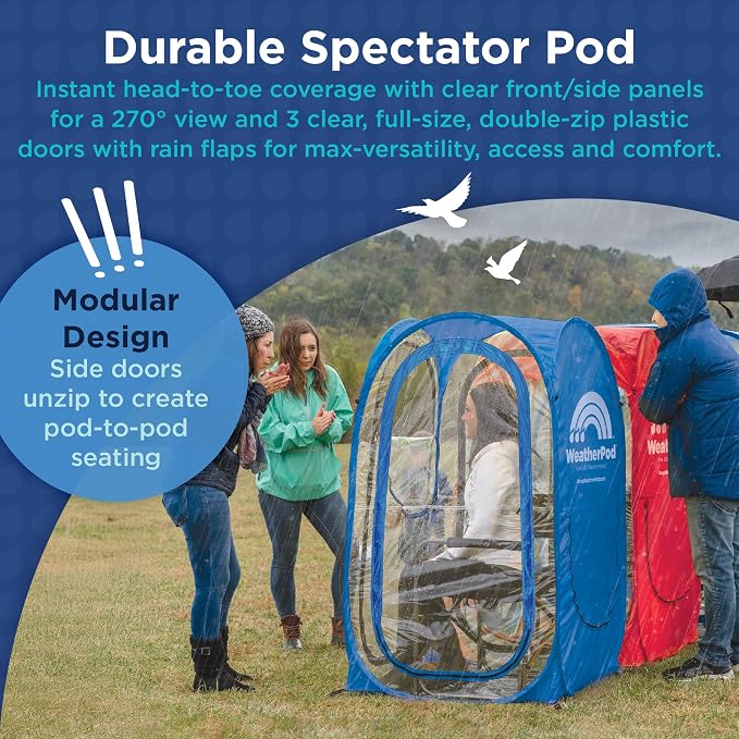 WeatherPod® Pop-Up Sports Tent 1-2 Person – Instant Setup MyPod™ Original Shark Tank All-Weather Shelter for Outdoor Sports, Rain, Wind & Cold
