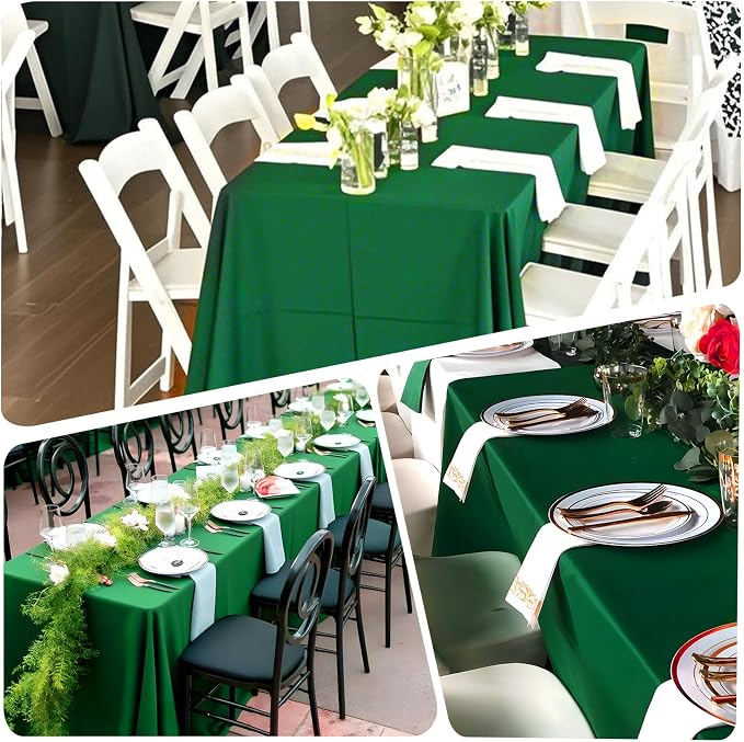 8 Pack Green Table Cloth 60x102 Inch Rectangle Tablecloth for 6 Foot Rectangle Tables, Wrinkle Resistant Washable Polyester Fabric Table Cover for Dining Banquet Wedding Party