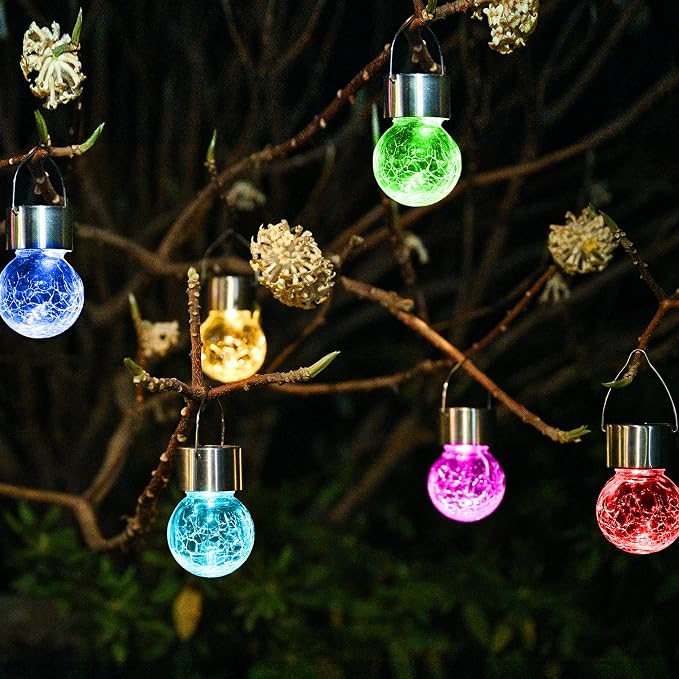 SOLPEX 12 Pack Solar Outdoor Lights Decorative, Hanging Christmas Decoration Solar Light Outdoor Solar Powered Waterproof Lights, Hanging Globe Light for Garden, Yard, Patio, Lawn(Color Changing)