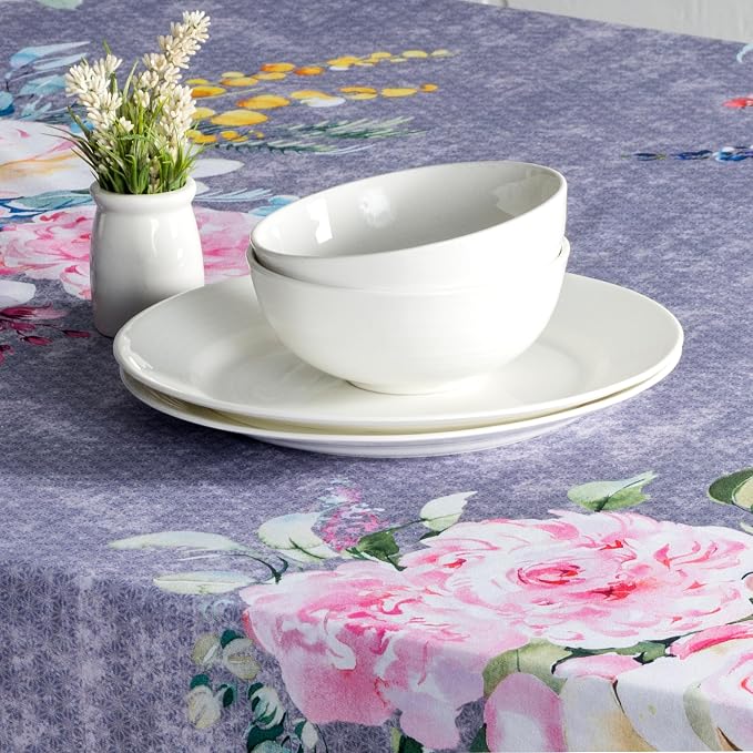 Maison d' Hermine Table Cloth Rectangle Table 100% Cotton 54 x 72 Inches Tablecloth Reusable Decorative for Dining Kitchen Room Party Home Hotel Restaurant Spring Summer - Sweet Rose Lavender - Lush