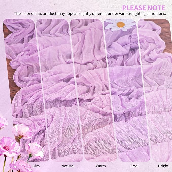 10 Pack Lilac Purple Cheesecloth Table Runner 10FT Lavender Boho Gauze Cheese Cloth Table Runners Romantic Rustic Sheer Table Decorations for Wedding Party Baby Shower Birthday Holiday Home