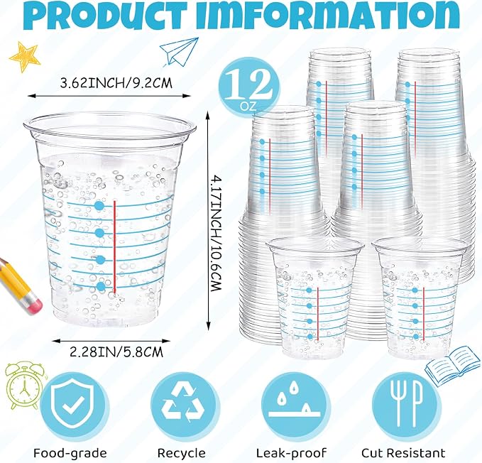 Funnymoom 60 Pack Composition Notebook Decoration Cups 12 oz Back to School Disposable Clear Plastic Drinking Cups for First Day of School Graduation End of Year Party Decorations Supplies