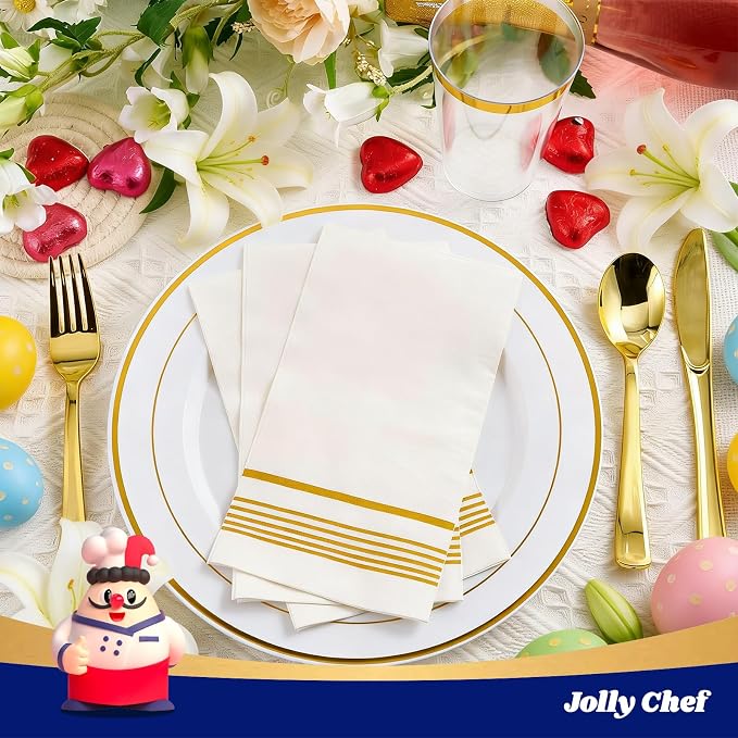 200 Pack Paper Napkins Guest Towels Disposable Premium Quality 3-ply Dinner Napkins Disposable Soft, Absorbent, Party Napkins Wedding for Kitchen, Parties, Dinners or Events