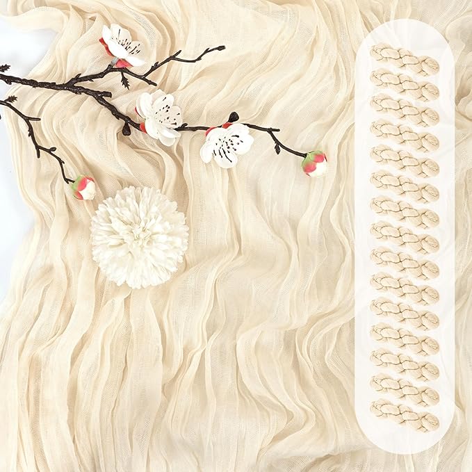 15 Pack Ivory Cheesecloth Table Runner 17 x 108 Inch Fall Thanksgiving Boho Rustic Farmhouse Gauze Cheese Cloth Runner for Wedding Party Baby Shower Home Decor Holiday Decorations