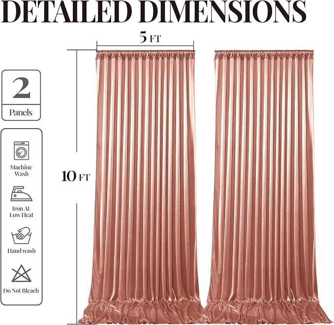 10x10 ft Rose Gold Glitter Backdrop Curtain for Parties, Wrinkle Free Glitter Photo Backdrop Drapes 2 Panels 5x10FT Shimmer Back Drop Cloth for Wedding Birthday Christmas Photography Background Decor