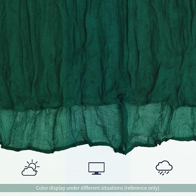 12 Pack Emerald Green Table Runner 10Ft Cheesecloth Table Runner Rustic Gauze Table Runners Romantic Long Sheer Fabric Cheese Cloth Table Runners for Wedding Party Bridal Baby Shower