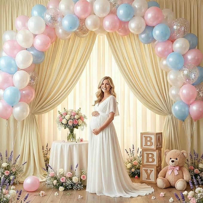 Wokceer Beige Backdrop Curtain for Wedding Parties 10x10FT Wedding Curtains Photo Backdrop Drapes Polyester for Photoshoot Baby Shower Birthday Party Curtains Background 2 Panels 5x10FT