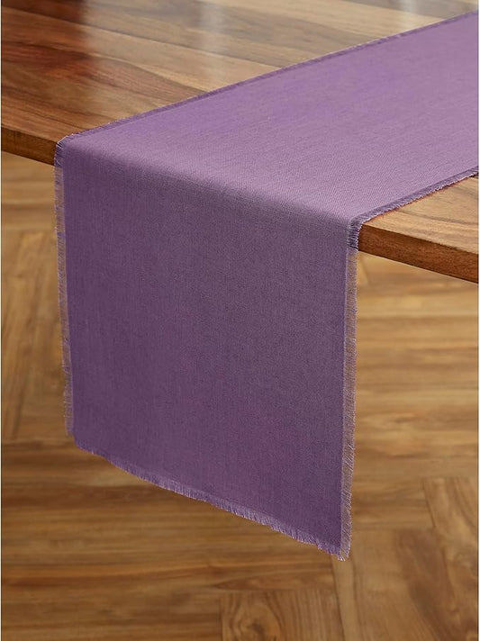 Solino Home Linen Fringe Table Runner 72 Inches Long - 100% Pure Linen Mulberry Table Runner 14 x 72 Inch for Mothers Day, Spring, Summer