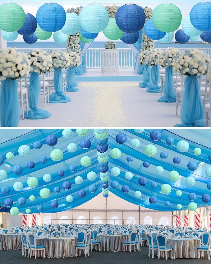 Treela 80 Pcs Paper Lanterns Chinese Japanese Paper Lanterns Classroom Party Decorations Ceiling Hanging Decor for Home Wedding Graduation Party(4'', 6'', 8'', 10'',4 Colors)