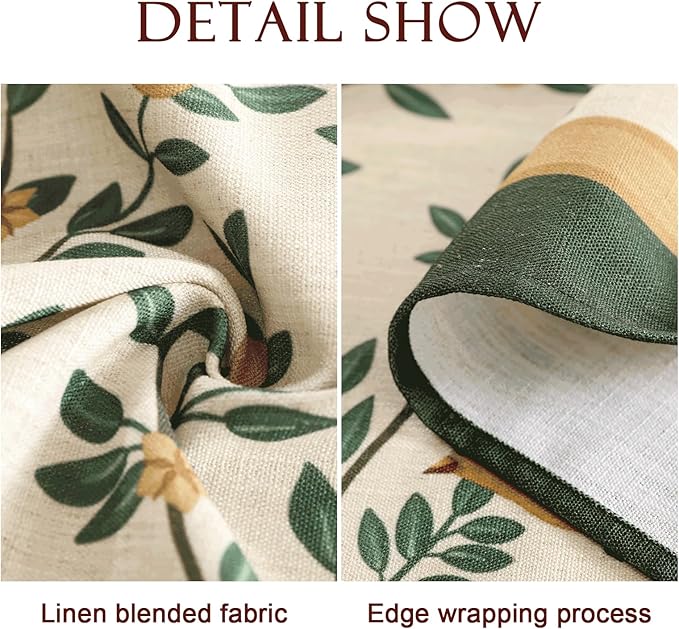 patdrea Designer French Linen Tablecloth,Rectangular,110"x63"-Warbler A | Vintage Table Cloth for Rectangle Table,Yellow and Green Floral Pattern,Dining Room Tea Party Thanksgiving Decor