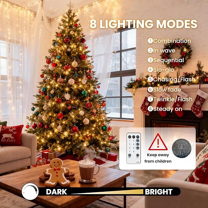Dailyart Fairy Lights Plug in, 3000 Led Cluster Lights with Timer 195Ft Waterproof Warm Twinkle String Light with Remote for Bedroom Wreath Garland Window Wedding Christmas Tree Decoration,Black Wire