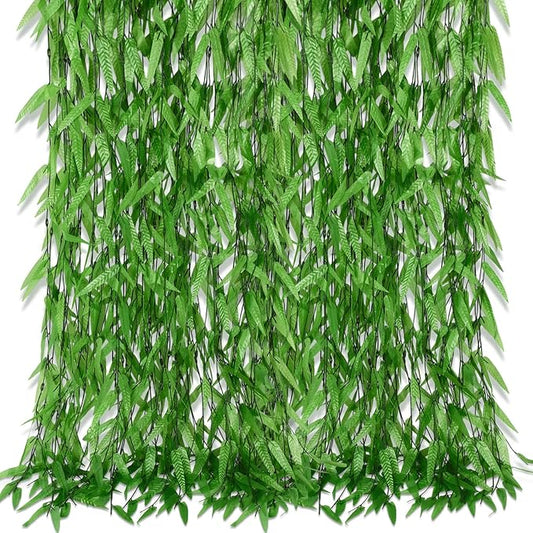 Riceshoot 100 Pcs Artificial Hanging Leaves Vines Fake Willow Garland Faux Vines for Wall Balcony Garden Wedding Windowsill Party Wreath Supplies Jungle Decorations
